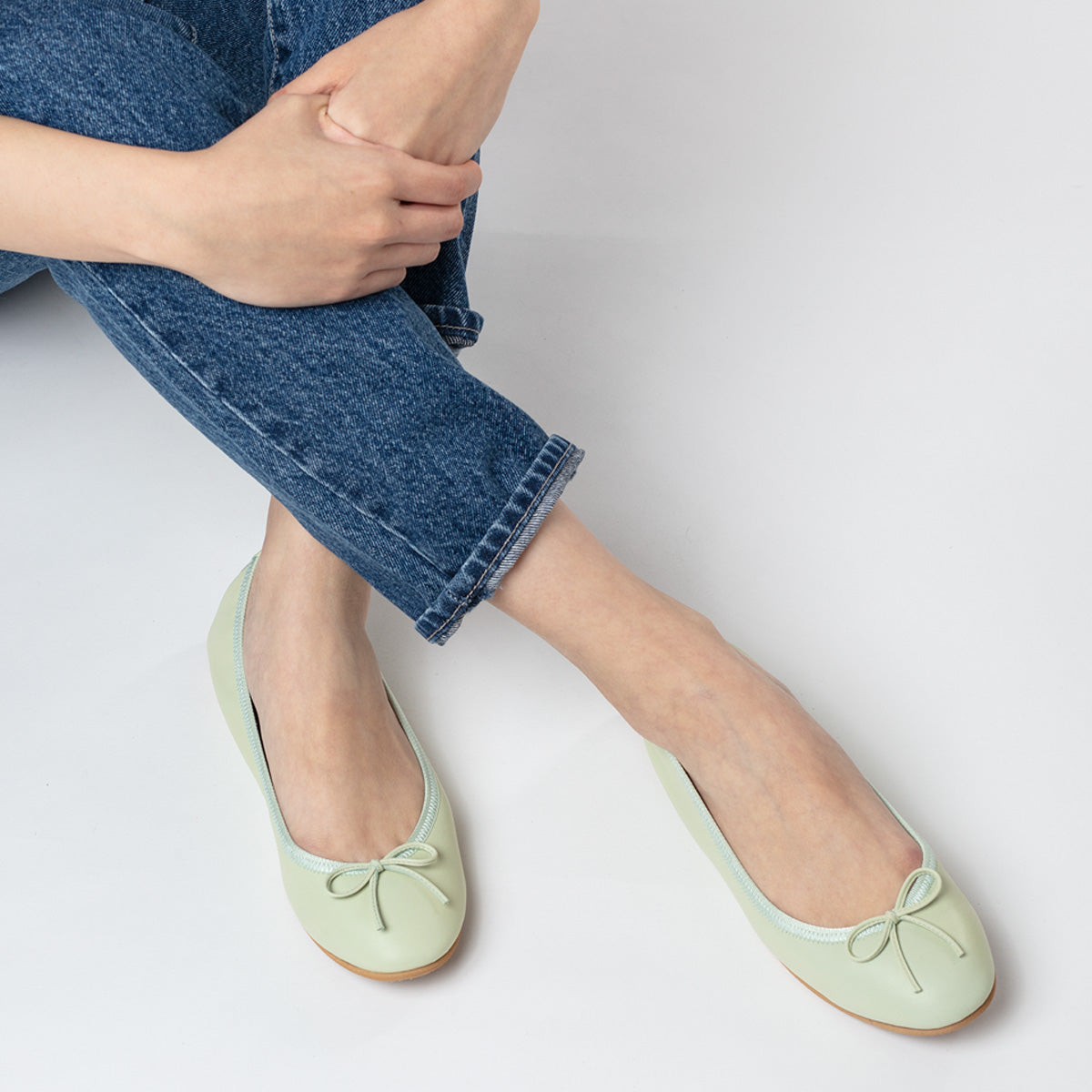 Pauline -Premium Smooth MintGreen プレミアムスムース ミントグリーン(Limited) kurun クルン kuruntokyo 入学式 卒業式 クルントウキョウ 疲れない 痛くない madeinjapan 日本製 本革 バレエシューズ フラットシューズ パンプス kurunTOKYO mdmバレエシューズwaterproof レインシューズ 小さいサイズ 大きいサイズ 26cm 21.5cm 26cm 25.5cm 25cm 22cm