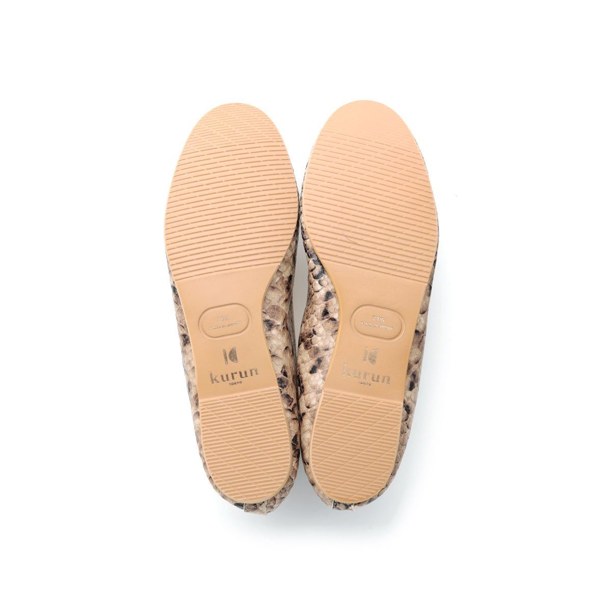 Pauline -PythonPrint Beige パイソンプリント ベージュ kurun クルン kuruntokyo 入学式 卒業式 クルントウキョウ 疲れない 痛くない madeinjapan 日本製 本革 バレエシューズ フラットシューズ パンプス kurunTOKYO mdmバレエシューズwaterproof レインシューズ 小さいサイズ 大きいサイズ 26cm 21.5cm 26cm 25.5cm 25cm 22cm