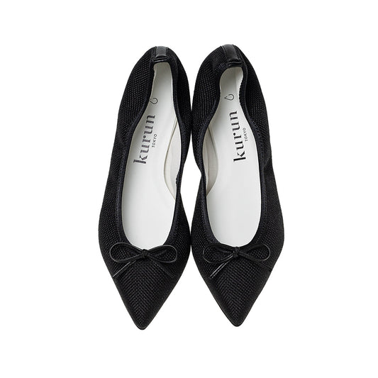 Mathilde -Waterproof Panamacloth Black ウォータープルーフパナマクロス ブラック kurun クルン kuruntokyo 入学式 卒業式 クルントウキョウ 疲れない 痛くない madeinjapan 日本製 本革 バレエシューズ フラットシューズ  パンプス kurunTOKYO mdmバレエシューズwaterproof レインシューズ 小さいサイズ 大きいサイズ 26cm 21.5cm 26cm 25.5cm 25cm 22cm