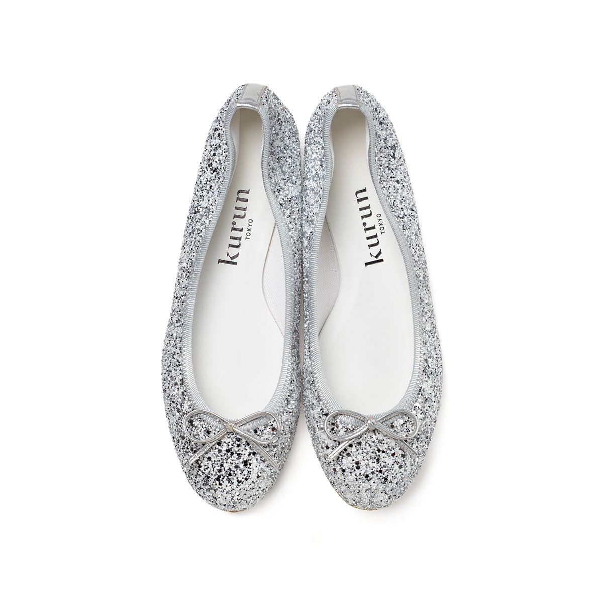 Pauline -MixGlitter Silver×White ミックスグリッター シルバー×ホワイト kurun クルン kuruntokyo 入学式 卒業式 クルントウキョウ 疲れない 痛くない madeinjapan 日本製 本革 バレエシューズ フラットシューズ パンプス kurunTOKYO mdmバレエシューズwaterproof レインシューズ 小さいサイズ 大きいサイズ 26cm 21.5cm 26cm 25.5cm 25cm 22cm