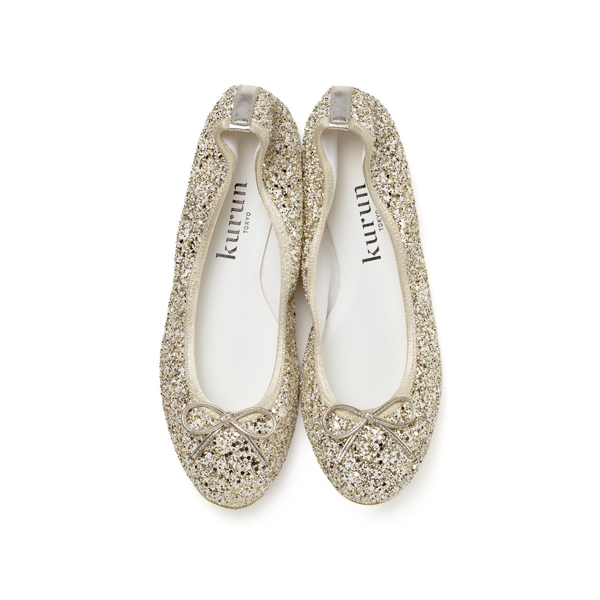 Pauline -MixGlitter Champagne×White ミックスグリッター シャンパン×ホワイト kurun クルン kuruntokyo 入学式 卒業式 クルントウキョウ 疲れない 痛くない madeinjapan 日本製 本革 バレエシューズ フラットシューズ パンプス kurunTOKYO mdmバレエシューズwaterproof レインシューズ 小さいサイズ 大きいサイズ 26cm 21.5cm 26cm 25.5cm 25cm 22cm