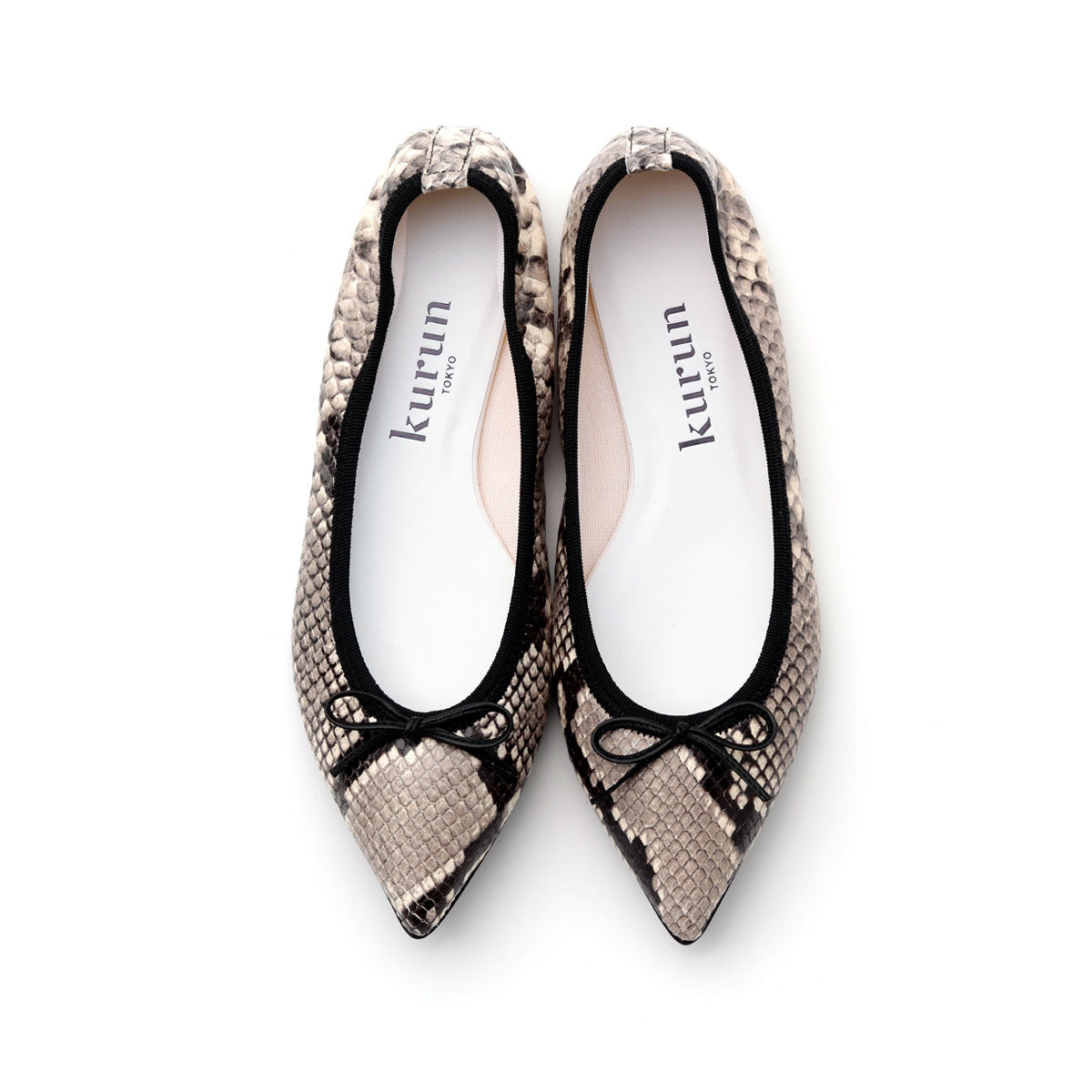 Mathilde -Pythonprint Black パイソンプリント ブラック kurun クルン kuruntokyo 入学式 卒業式 クルントウキョウ 疲れない 痛くない madeinjapan 日本製 本革 バレエシューズ フラットシューズ パンプス kurunTOKYO mdmバレエシューズwaterproof レインシューズ 小さいサイズ 大きいサイズ 26cm 21.5cm 26cm 25.5cm 25cm 22cm