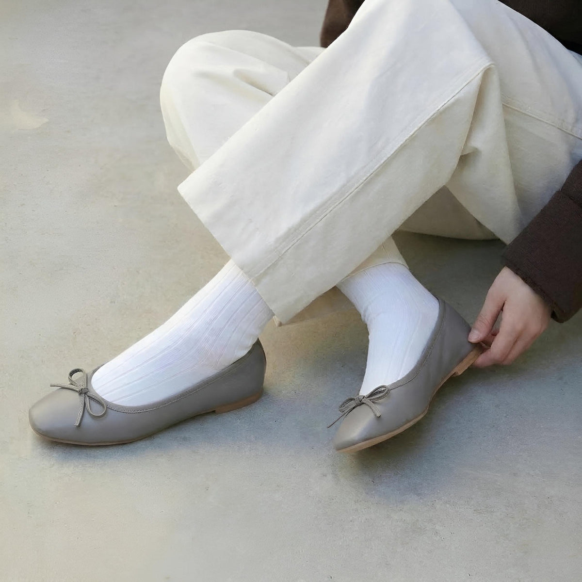 Giselle -Waterproof Smooth Light gray ウォータープルーフスムース ライトグレー kurun クルン kuruntokyo 入学式 卒業式 クルントウキョウ 疲れない 痛くない madeinjapan 日本製 本革 バレエシューズ フラットシューズ パンプス kurunTOKYO mdmバレエシューズwaterproof レインシューズ 小さいサイズ 大きいサイズ 26cm 21.5cm 26cm 25.5cm 25cm 22cm