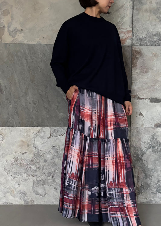 SACRA/BRUSH PAINTING PLAID SKIRT