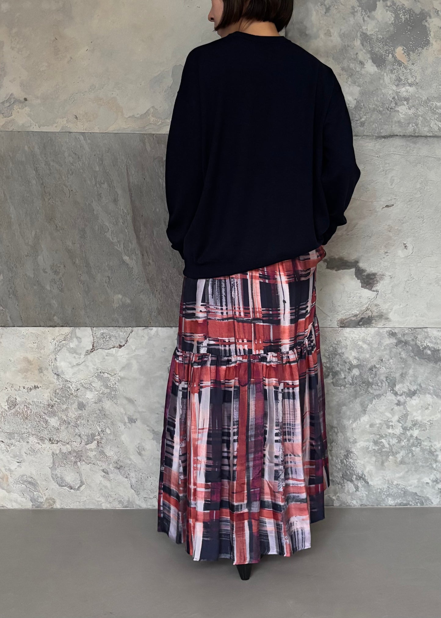 SACRA/BRUSH PAINTING PLAID SKIRT