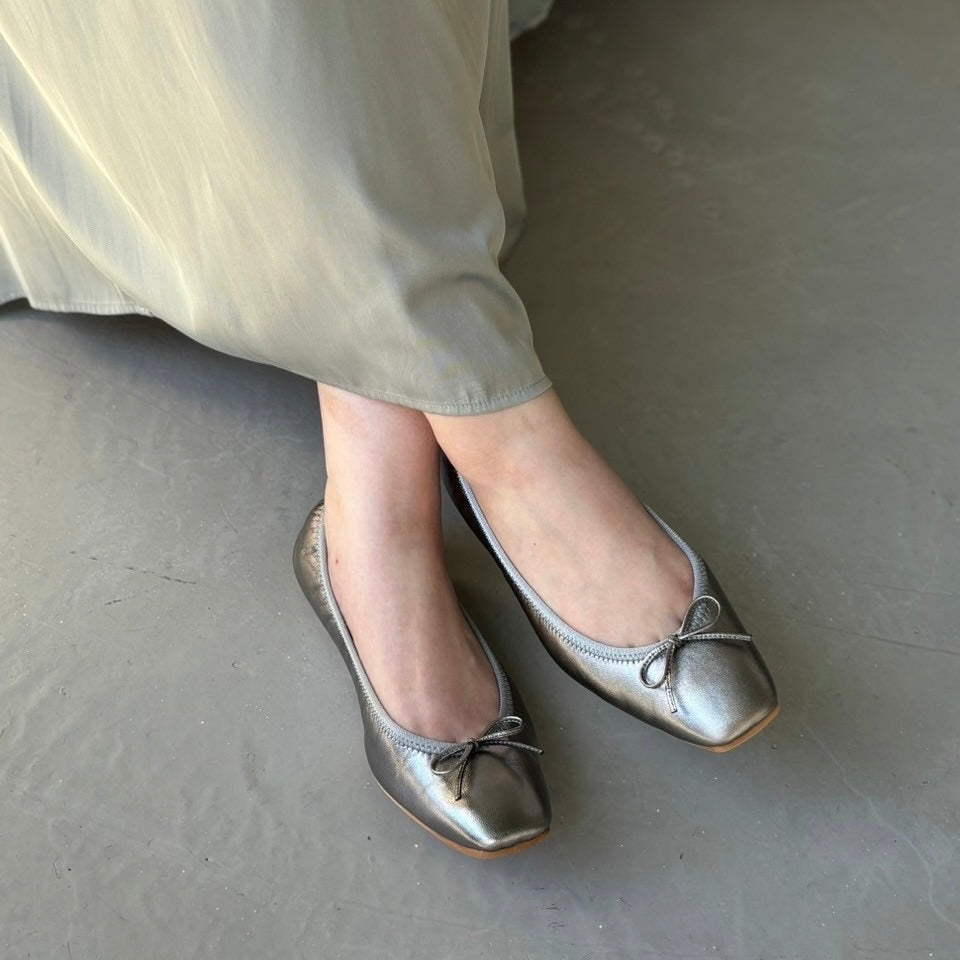 Giselle -Foil Gray フォイル グレー kurun クルン kuruntokyo 入学式 卒業式 クルントウキョウ 疲れない 痛くない madeinjapan 日本製 本革 バレエシューズ フラットシューズ パンプス kurunTOKYO mdmバレエシューズwaterproof レインシューズ 小さいサイズ 大きいサイズ 26cm 21.5cm 26cm 25.5cm 25cm 22cm