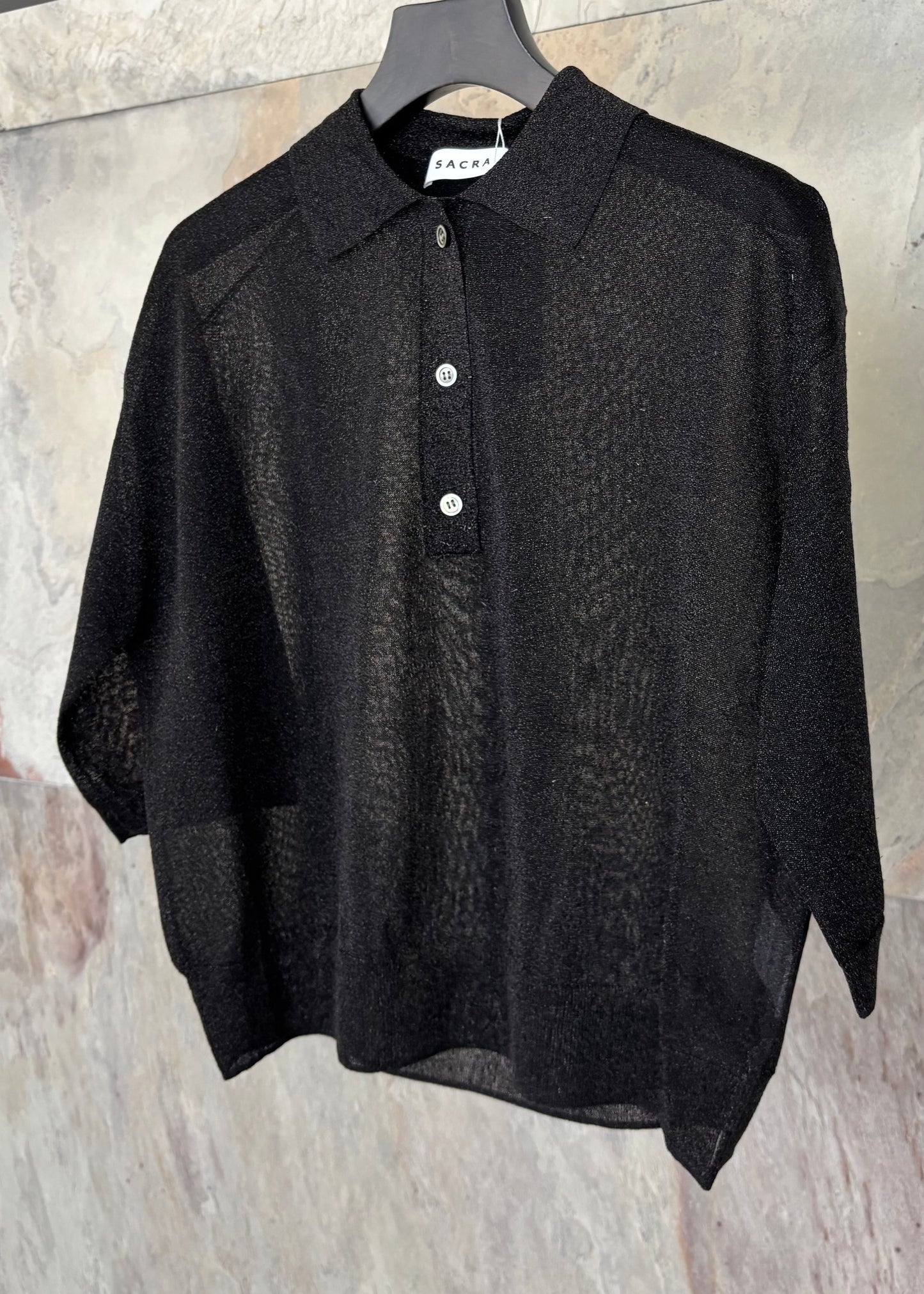 SACRA EX.FINE GLOSSY YARN POLO TOP
