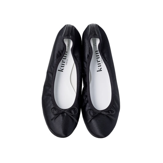 Pauline -Waterproof Satin Black ウォータープルーフサテン ブラック kurun クルン kuruntokyo 入学式 卒業式 クルントウキョウ 疲れない 痛くない madeinjapan 日本製 本革 バレエシューズ フラットシューズ  パンプス kurunTOKYO mdmバレエシューズwaterproof レインシューズ 小さいサイズ 大きいサイズ 26cm 21.5cm 26cm 25.5cm 25cm 22cm