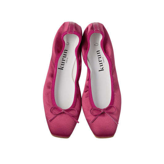 Giselle -Waterproof Satin Fuchsiapink ウォータープルーフサテン フューシャピンク kurun クルン kuruntokyo 入学式 卒業式 クルントウキョウ 疲れない 痛くない madeinjapan 日本製 本革 バレエシューズ フラットシューズ  パンプス kurunTOKYO mdmバレエシューズwaterproof レインシューズ 小さいサイズ 大きいサイズ 26cm 21.5cm 26cm 25.5cm 25cm 22cm