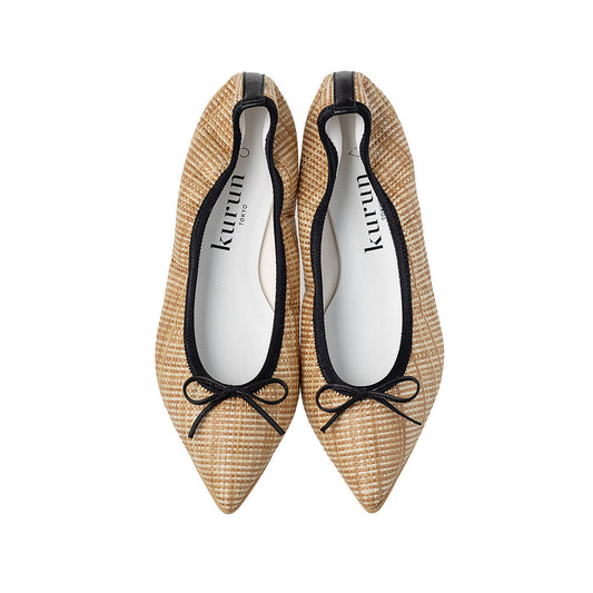 Mathilde -Waterproof Panamacloth Camel Mix ウォータープルーフパナマクロス キャメルミックス kurun クルン kuruntokyo 入学式 卒業式 クルントウキョウ 疲れない 痛くない madeinjapan 日本製 本革 バレエシューズ フラットシューズ  パンプス kurunTOKYO mdmバレエシューズwaterproof レインシューズ 小さいサイズ 大きいサイズ 26cm 21.5cm 26cm 25.5cm 25cm 22cm