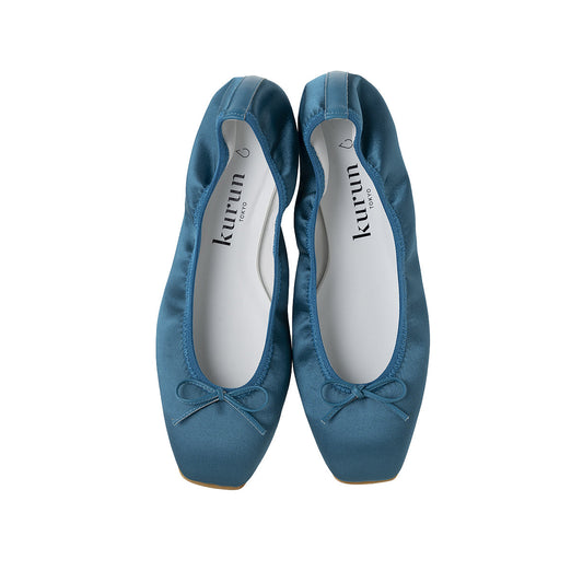 Giselle -Waterproof satin Teal green ウォータープルーフサテン ティールグリーン kurun クルン kuruntokyo 入学式 卒業式 クルントウキョウ 疲れない 痛くない madeinjapan 日本製 本革 バレエシューズ フラットシューズ  パンプス kurunTOKYO mdmバレエシューズwaterproof レインシューズ 小さいサイズ 大きいサイズ 26cm 21.5cm 26cm 25.5cm 25cm 22cm