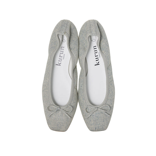Giselle -Waterproof Denim Stonewhite ウォータープルーフデニム ストーンホワイト kurun クルン kuruntokyo 入学式 卒業式 クルントウキョウ 疲れない 痛くない madeinjapan 日本製 本革 バレエシューズ フラットシューズ  パンプス kurunTOKYO mdmバレエシューズwaterproof レインシューズ 小さいサイズ 大きいサイズ 26cm 21.5cm 26cm 25.5cm 25cm 22cm