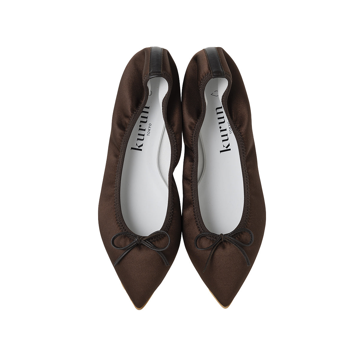 Mathilde -Waterproof satin Chocolate ウォータープルーフサテン チョコレート kurun クルン kuruntokyo 入学式 卒業式 クルントウキョウ 疲れない 痛くない madeinjapan 日本製 本革 バレエシューズ フラットシューズ  パンプス kurunTOKYO mdmバレエシューズwaterproof レインシューズ 小さいサイズ 大きいサイズ 26cm 21.5cm 26cm 25.5cm 25cm 22cm