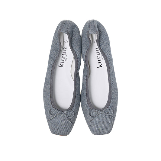 Giselle -Waterproof Denim Stonegray ウォータープルーフデニム ストーングレー kurun クルン kuruntokyo 入学式 卒業式 クルントウキョウ 疲れない 痛くない madeinjapan 日本製 本革 バレエシューズ フラットシューズ  パンプス kurunTOKYO mdmバレエシューズwaterproof レインシューズ 小さいサイズ 大きいサイズ 26cm 21.5cm 26cm 25.5cm 25cm 22cm