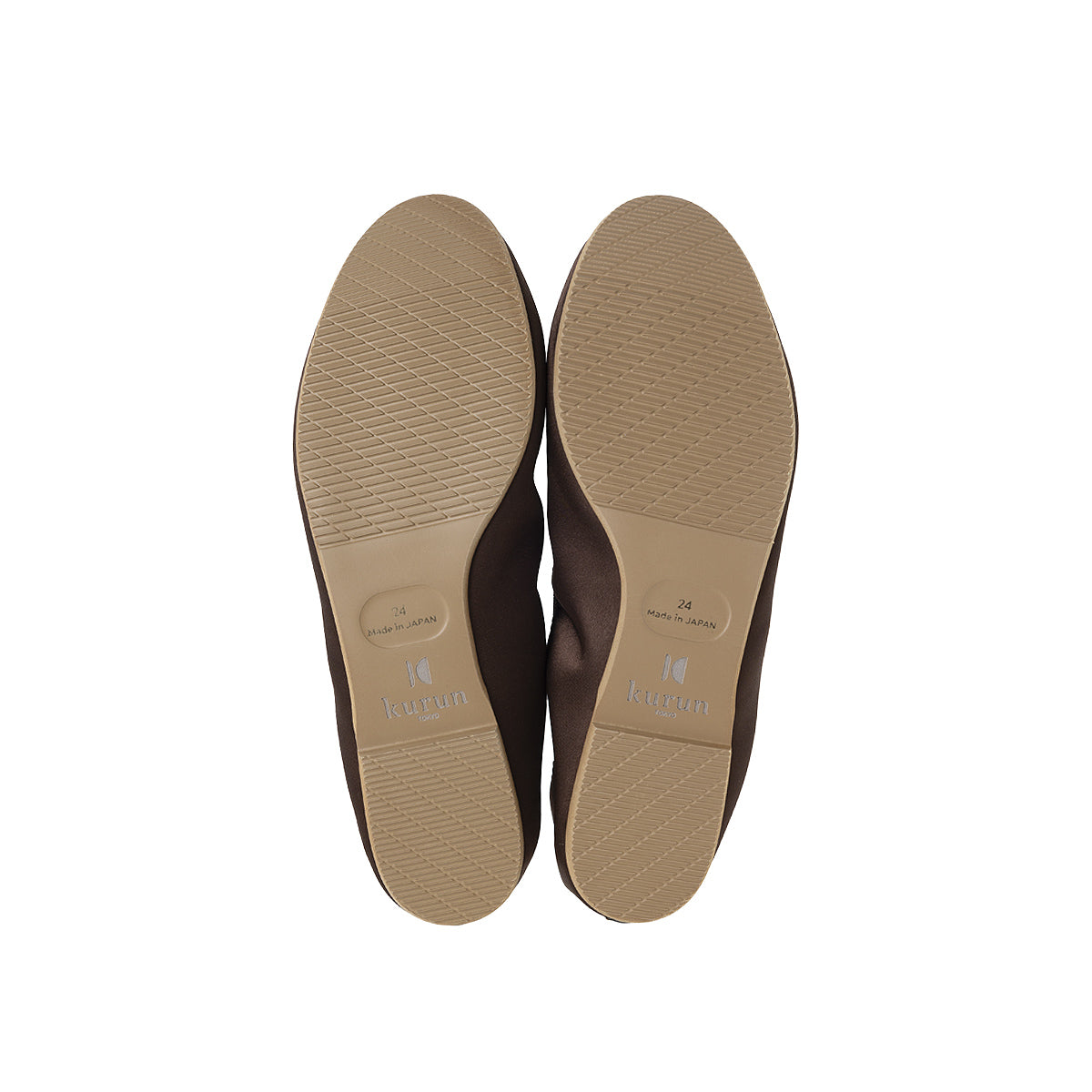 Pauline -Waterproof satin Chocolate ウォータープルーフサテン チョコレート kurun クルン kuruntokyo 入学式 卒業式 クルントウキョウ 疲れない 痛くない madeinjapan 日本製 本革 バレエシューズ フラットシューズ  パンプス kurunTOKYO mdmバレエシューズwaterproof レインシューズ 小さいサイズ 大きいサイズ 26cm 21.5cm 26cm 25.5cm 25cm 22cm