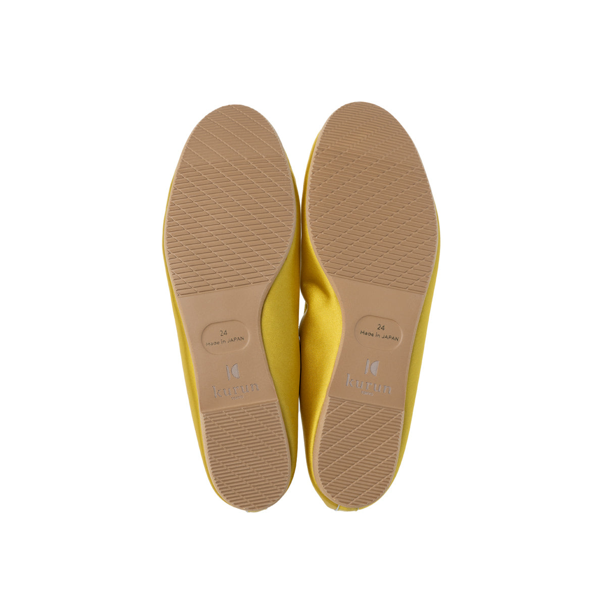 Pauline -Waterproof Satin Yellow ウォータープルーフサテン イエロー kurun クルン kuruntokyo 入学式 卒業式 クルントウキョウ 疲れない 痛くない madeinjapan 日本製 本革 バレエシューズ フラットシューズ  パンプス kurunTOKYO mdmバレエシューズwaterproof レインシューズ 小さいサイズ 大きいサイズ 26cm 21.5cm 26cm 25.5cm 25cm 22cm