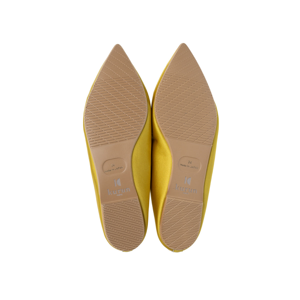 Mathilde -Waterproof Satin Yellow ウォータープルーフサテン イエロー kurun クルン kuruntokyo 入学式 卒業式 クルントウキョウ 疲れない 痛くない madeinjapan 日本製 本革 バレエシューズ フラットシューズ  パンプス kurunTOKYO mdmバレエシューズwaterproof レインシューズ 小さいサイズ 大きいサイズ 26cm 21.5cm 26cm 25.5cm 25cm 22cm