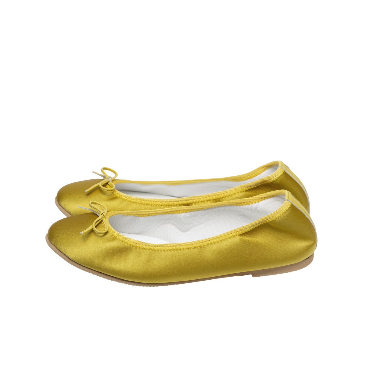Pauline -Waterproof Satin Yellow ウォータープルーフサテン イエロー kurun クルン kuruntokyo 入学式 卒業式 クルントウキョウ 疲れない 痛くない madeinjapan 日本製 本革 バレエシューズ フラットシューズ  パンプス kurunTOKYO mdmバレエシューズwaterproof レインシューズ 小さいサイズ 大きいサイズ 26cm 21.5cm 26cm 25.5cm 25cm 22cm