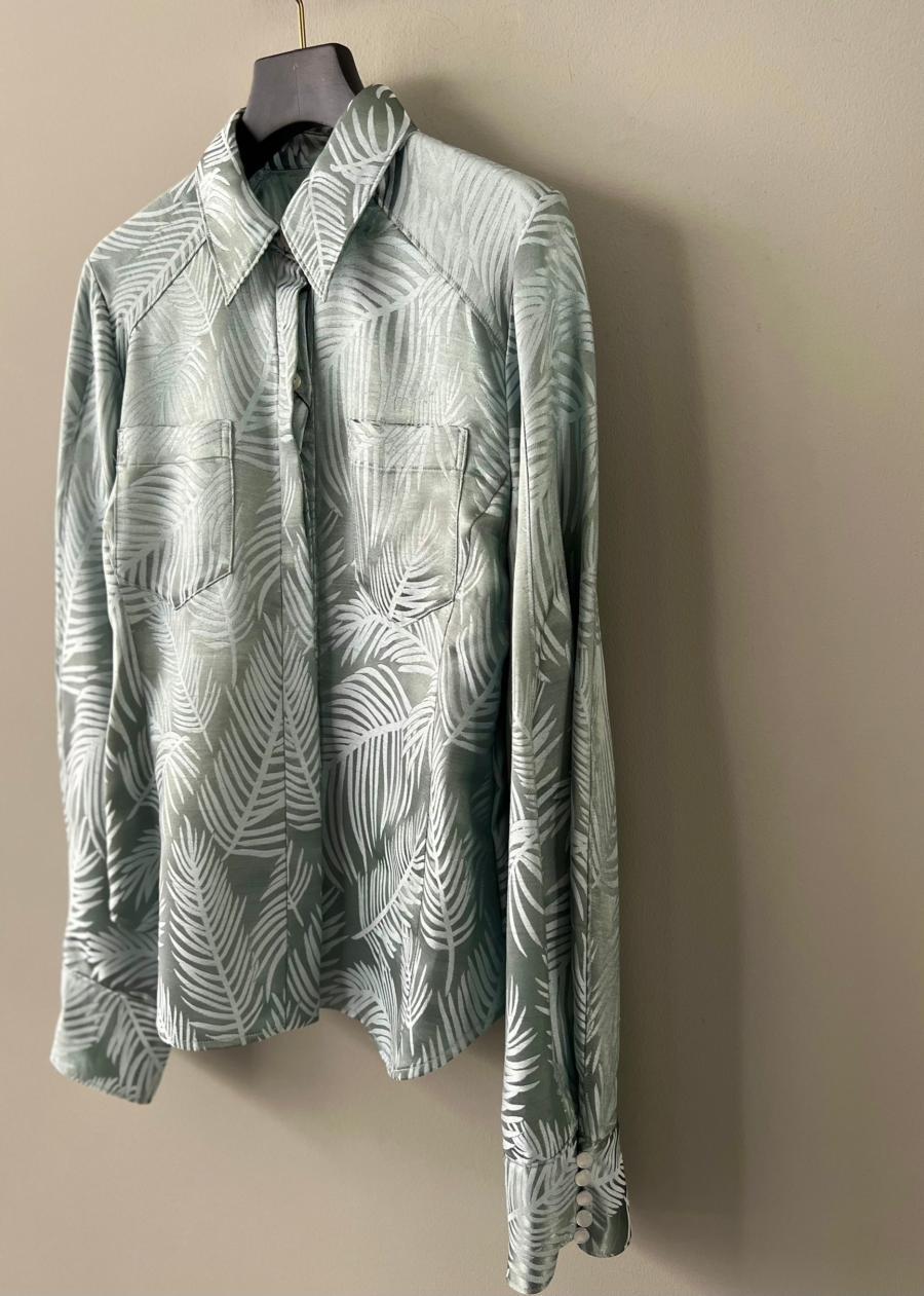 EBONY / LEAF JACQUARD BLOUSE