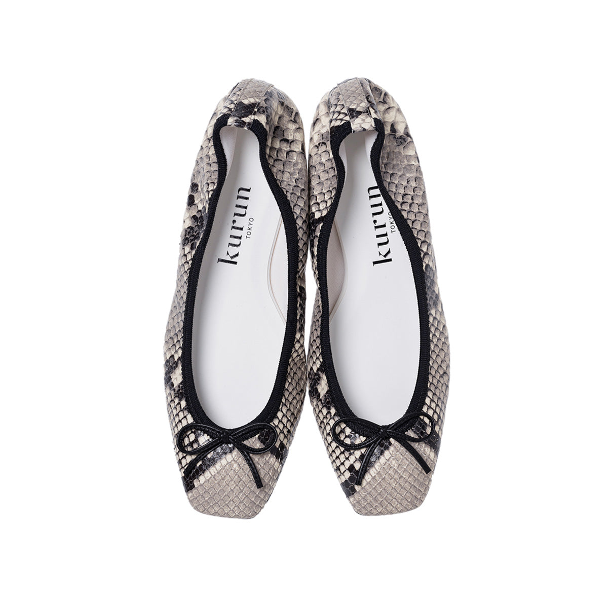 Giselle -Pythonprint Black パイソンプリント ブラック kurun クルン kuruntokyo 入学式 卒業式 クルントウキョウ 疲れない 痛くない madeinjapan 日本製 本革 バレエシューズ フラットシューズ パンプス kurunTOKYO mdmバレエシューズwaterproof レインシューズ 小さいサイズ 大きいサイズ 26cm 21.5cm 26cm 25.5cm 25cm 22cm