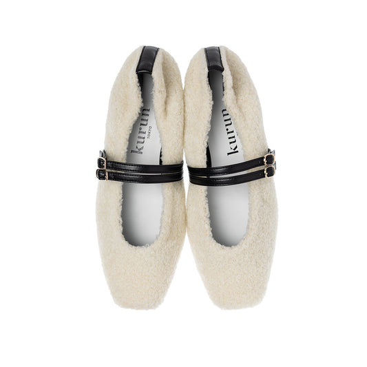 [11/28(fri) 20:00～先行発売]Flavie -Boa Cloth Double Strap Ivory　ボアクロス ダブルストラップ アイボリー