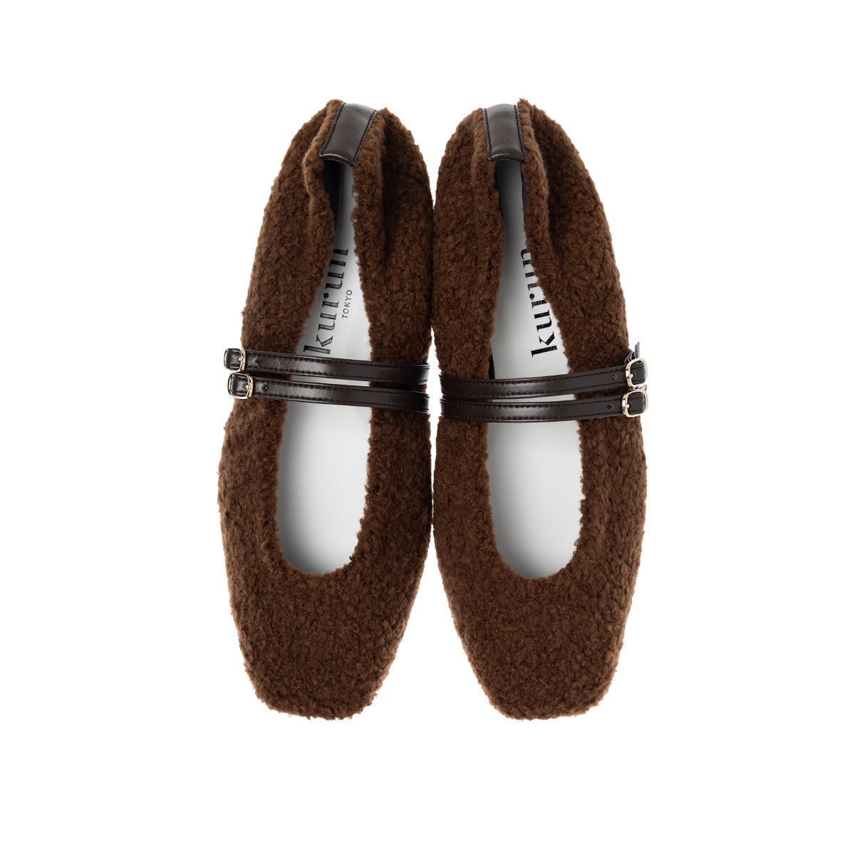 [11/28(fri) 20:00～先行発売]Flavie -Boa Cloth Double Strap Brown　ボアクロス ダブルストラップ ブラウン