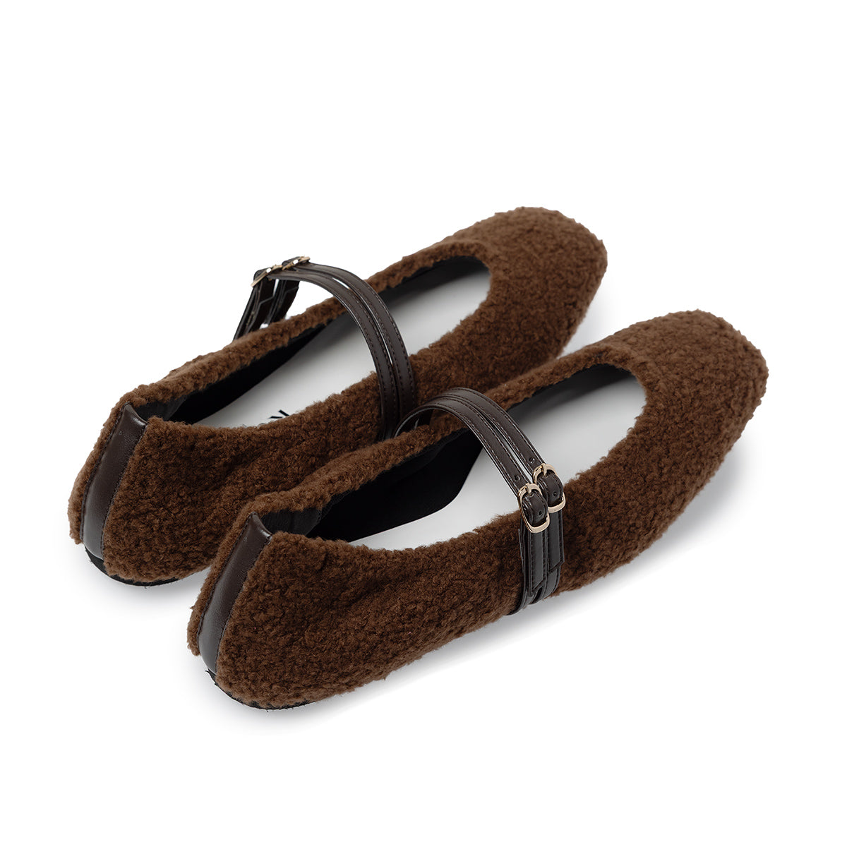 [11/28(fri) 20:00～先行発売]Flavie -Boa Cloth Double Strap Brown　ボアクロス ダブルストラップ ブラウン