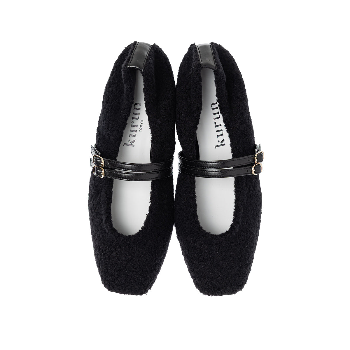 [11/28(fri) 20:00～先行発売]Flavie -Boa Cloth Double Strap Black　ボアクロス ダブルストラップ ブラック
