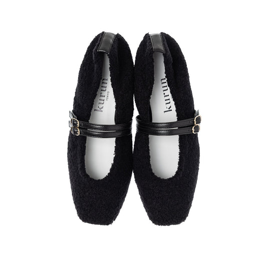 [11/28(fri) 20:00～先行発売]Flavie -Boa Cloth Double Strap Black　ボアクロス ダブルストラップ ブラック