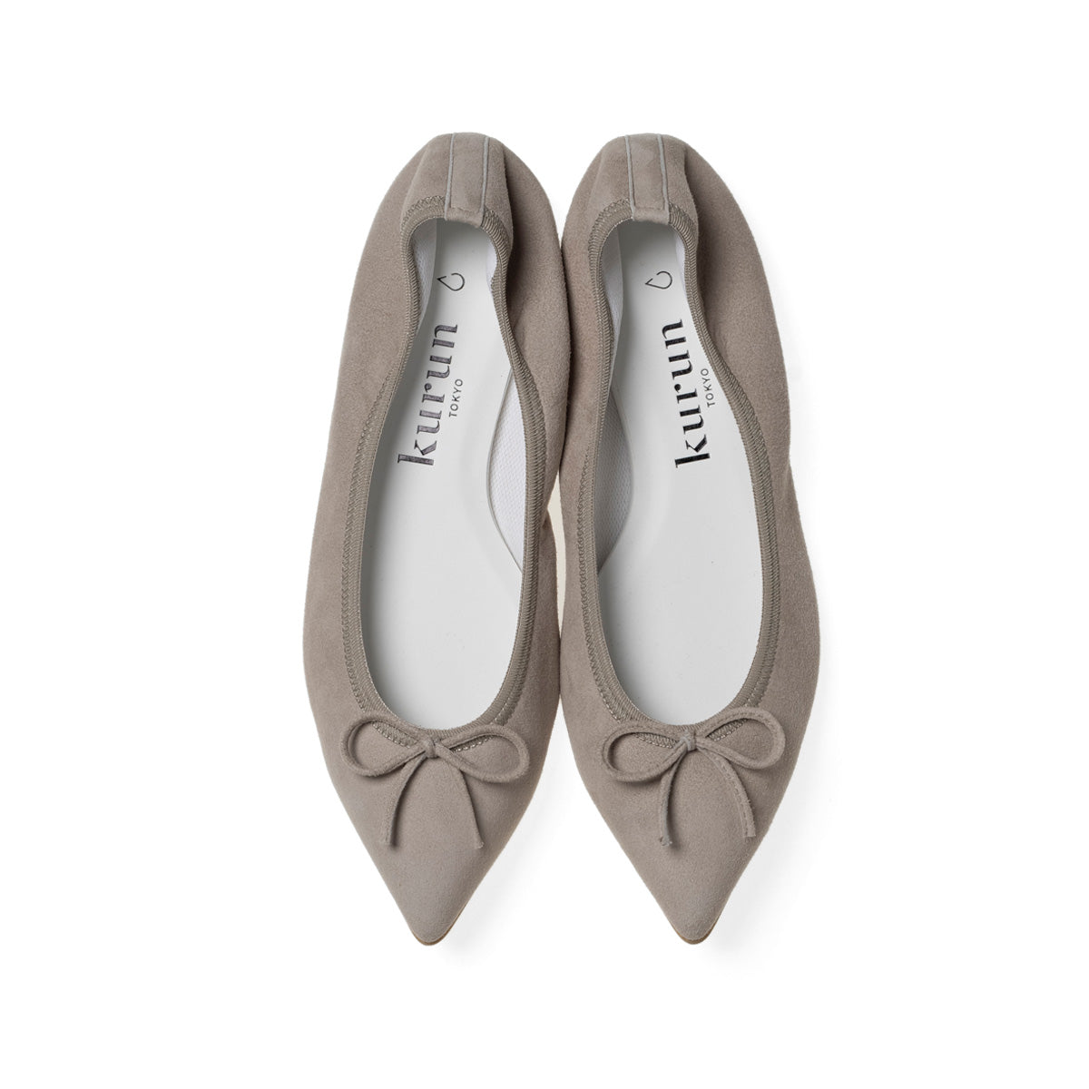 Mathilde -Waterproof Suede Lightgray　ウォータープルーフスエード ライトグレー kurun クルン kuruntokyo 入学式 卒業式 クルントウキョウ 疲れない 痛くない madeinjapan 日本製 本革 バレエシューズ フラットシューズ  パンプス kurunTOKYO mdmバレエシューズwaterproof レインシューズ 小さいサイズ 大きいサイズ 26cm 21.5cm 26cm 25.5cm 25cm 22cm