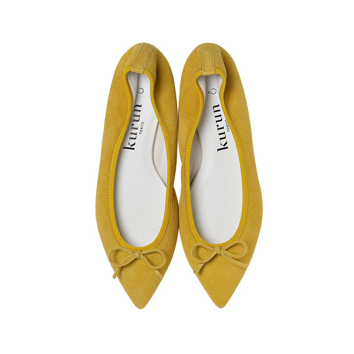 Mathilde -Waterproof Suede Yellow　ウォータープルーフスエード イエロー kurun クルン kuruntokyo 入学式 卒業式 クルントウキョウ 疲れない 痛くない madeinjapan 日本製 本革 バレエシューズ フラットシューズ  パンプス kurunTOKYO mdmバレエシューズwaterproof レインシューズ 小さいサイズ 大きいサイズ 26cm 21.5cm 26cm 25.5cm 25cm 22cm