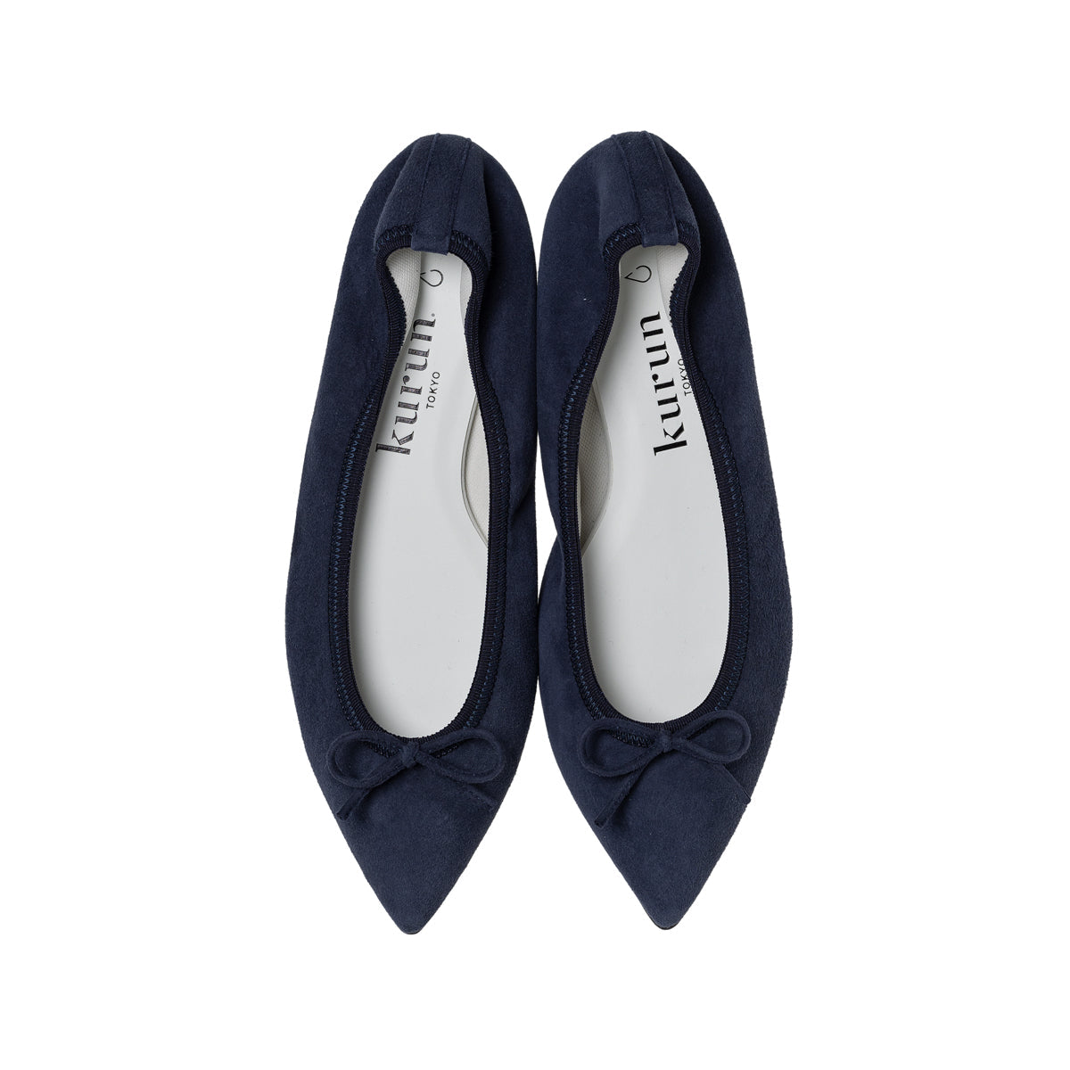 Mathilde -Waterproof Suede Navy　ウォータープルーフスエード ネイビー kurun クルン kuruntokyo 入学式 卒業式 クルントウキョウ 疲れない 痛くない madeinjapan 日本製 本革 バレエシューズ フラットシューズ  パンプス kurunTOKYO mdmバレエシューズwaterproof レインシューズ 小さいサイズ 大きいサイズ 26cm 21.5cm 26cm 25.5cm 25cm 22cm