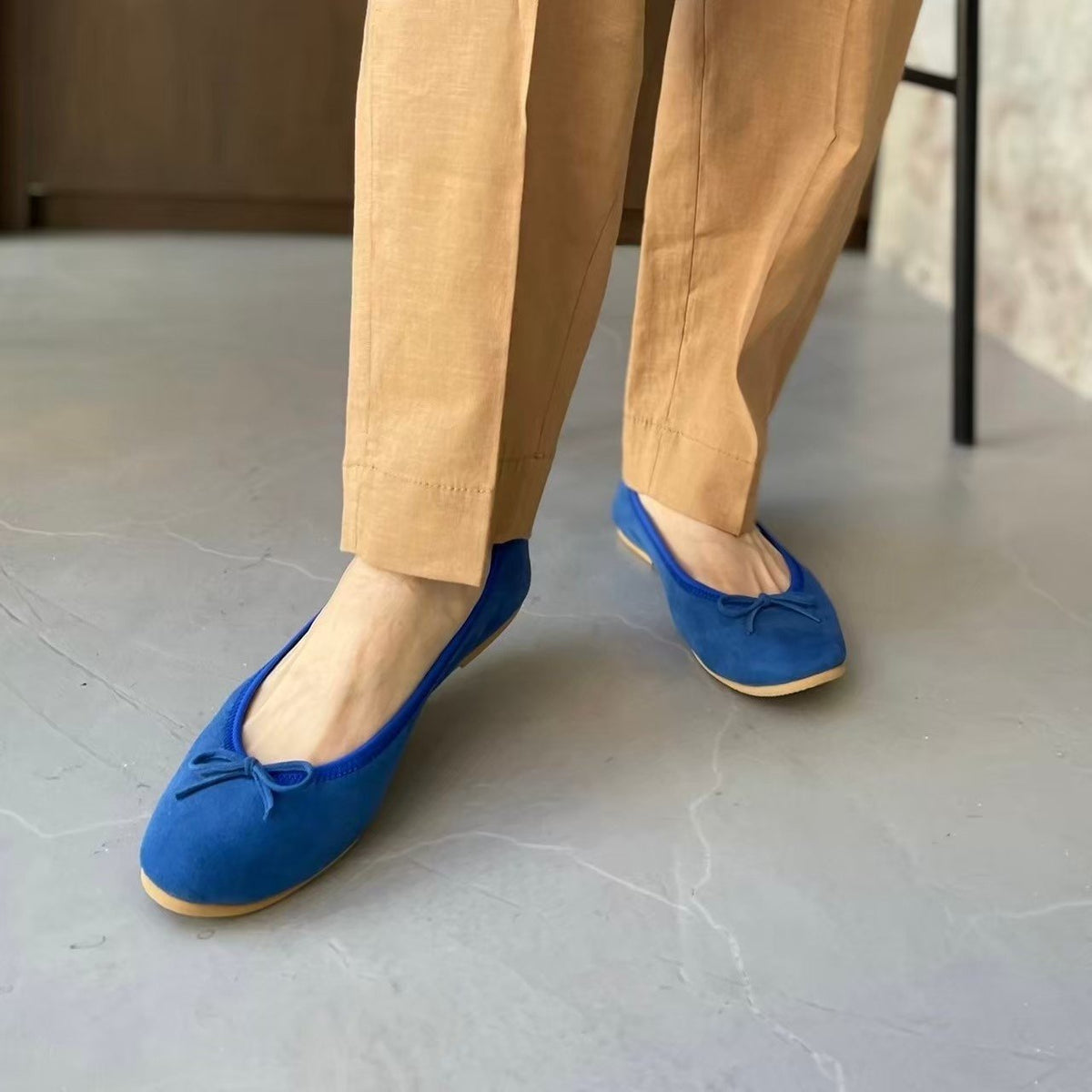 Pauline -Waterproof Suede Blue ウォータープルーフスエード ブルー kurun クルン kuruntokyo 入学式 卒業式 クルントウキョウ 疲れない 痛くない madeinjapan 日本製 本革 バレエシューズ フラットシューズ パンプス kurunTOKYO mdmバレエシューズwaterproof レインシューズ 小さいサイズ 大きいサイズ 26cm 21.5cm 26cm 25.5cm 25cm 22cm