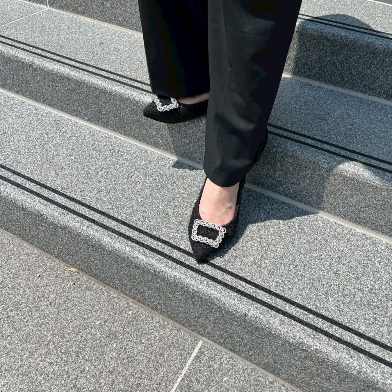 [9/24(wed)20:00～販売開始]Inès -Fringe cloth bijou Black フリンジクロス ビジュー ブラック kurun クルン kuruntokyo 入学式 卒業式 クルントウキョウ 疲れない 痛くない madeinjapan 日本製 本革 バレエシューズ フラットシューズ パンプス kurunTOKYO mdmバレエシューズwaterproof レインシューズ 小さいサイズ 大きいサイズ 26cm 21.5cm 26cm 25.5cm 25cm 22cm