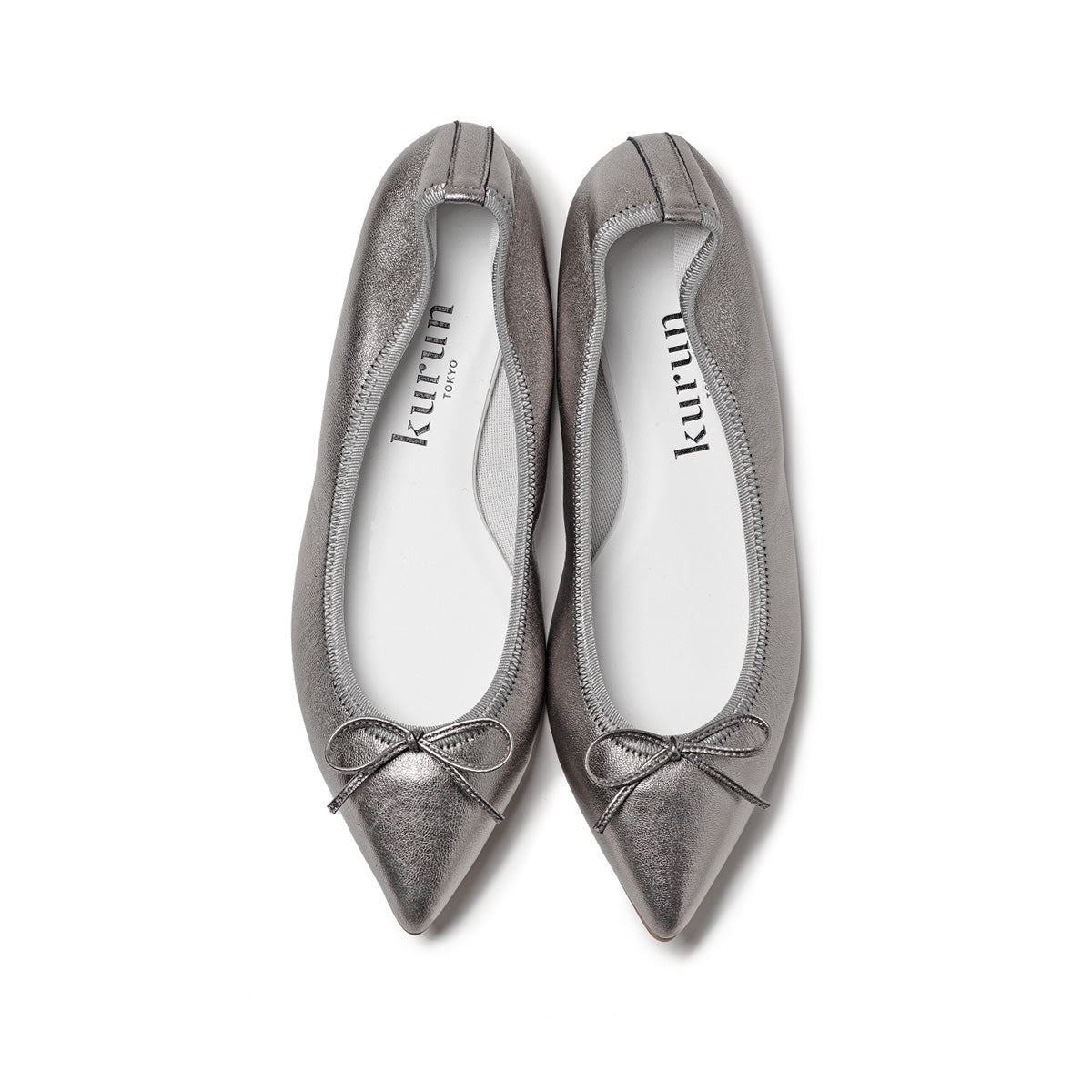 Mathilde -Foil Gray　フォイル グレー kurun クルン kuruntokyo 入学式 卒業式 クルントウキョウ 疲れない 痛くない madeinjapan 日本製 本革 バレエシューズ フラットシューズ  パンプス kurunTOKYO mdmバレエシューズwaterproof レインシューズ 小さいサイズ 大きいサイズ 26cm 21.5cm 26cm 25.5cm 25cm 22cm
