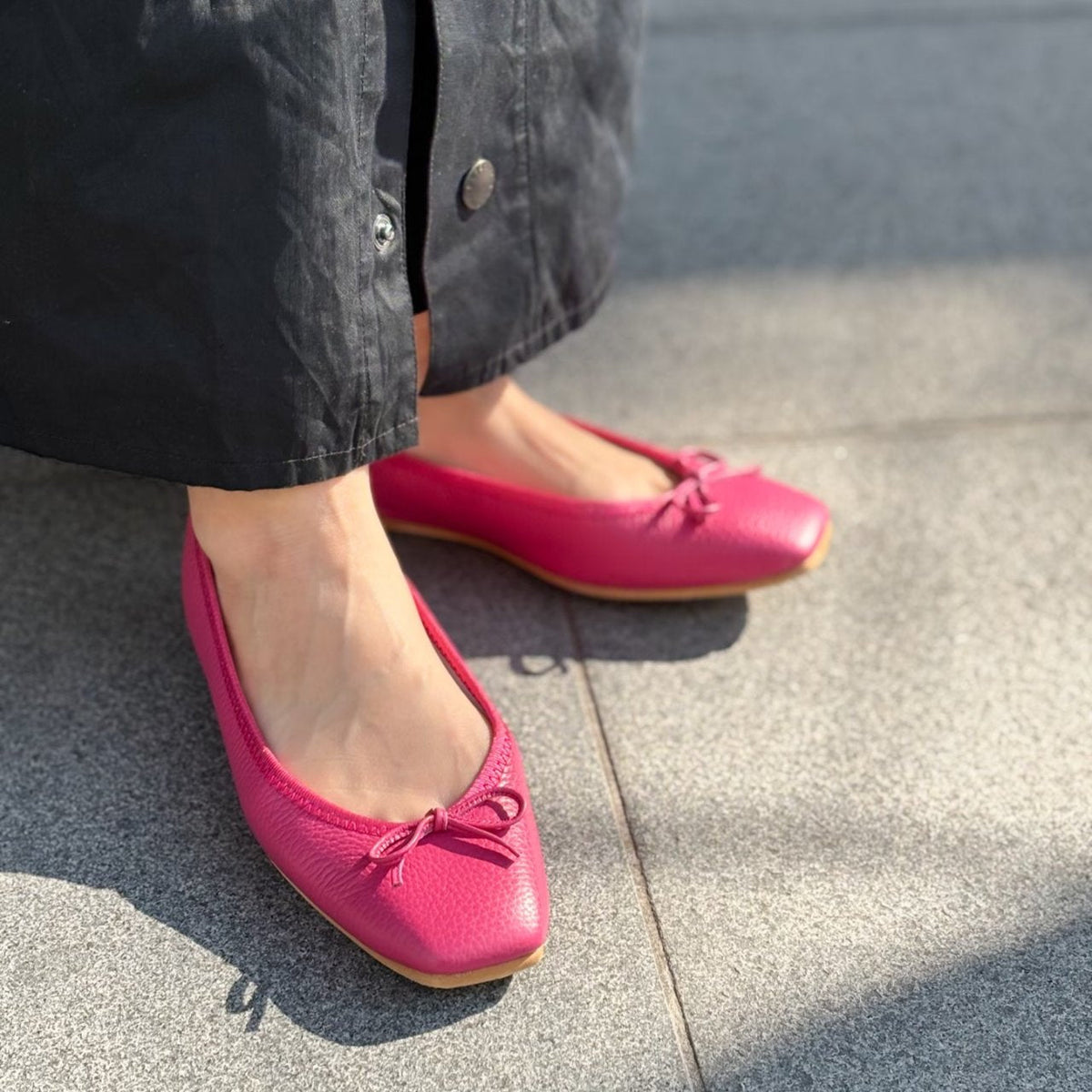 Giselle -Waterproof Soft Shrink Buckle Berry pink ウォータープルーフ ソフトシュリンク バックルベリーピンク kurun クルン kuruntokyo 入学式 卒業式 クルントウキョウ 疲れない 痛くない madeinjapan 日本製 本革 バレエシューズ フラットシューズ パンプス kurunTOKYO mdmバレエシューズwaterproof レインシューズ 小さいサイズ 大きいサイズ 26cm 21.5cm 26cm 25.5cm 25cm 22cm