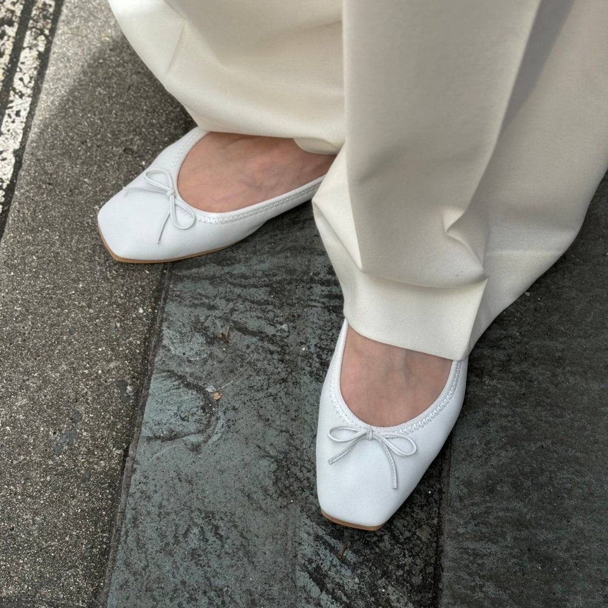 Giselle -Waterproof smooth White ウォータープルーフスムース ホワイト kurun クルン kuruntokyo 入学式 卒業式 クルントウキョウ 疲れない 痛くない madeinjapan 日本製 本革 バレエシューズ フラットシューズ パンプス kurunTOKYO mdmバレエシューズwaterproof レインシューズ 小さいサイズ 大きいサイズ 26cm 21.5cm 26cm 25.5cm 25cm 22cm