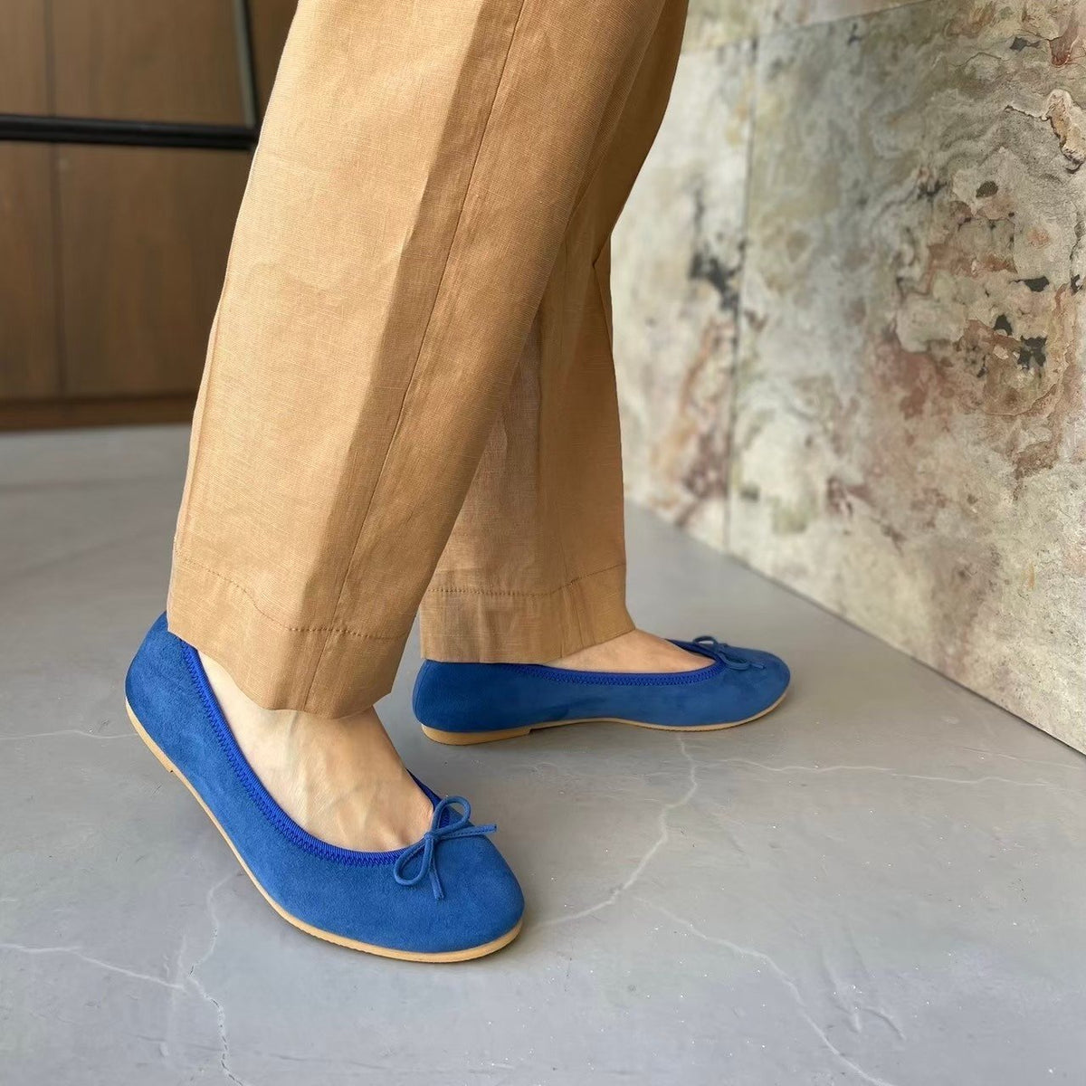 Pauline -Waterproof Suede Blue ウォータープルーフスエード ブルー kurun クルン kuruntokyo 入学式 卒業式 クルントウキョウ 疲れない 痛くない madeinjapan 日本製 本革 バレエシューズ フラットシューズ パンプス kurunTOKYO mdmバレエシューズwaterproof レインシューズ 小さいサイズ 大きいサイズ 26cm 21.5cm 26cm 25.5cm 25cm 22cm