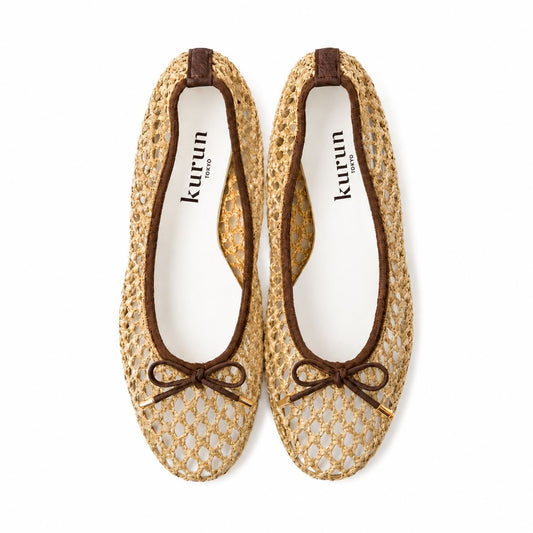 [7/8(wed)20:00～販売開始]Pauline -Mesh cloth Camel メッシュクロス キャメル kurun クルン kuruntokyo 入学式 卒業式 クルントウキョウ 疲れない 痛くない madeinjapan 日本製 本革 バレエシューズ フラットシューズ パンプス kurunTOKYO mdmバレエシューズwaterproof レインシューズ 小さいサイズ 大きいサイズ 26cm 21.5cm 26cm 25.5cm 25cm 22cm
