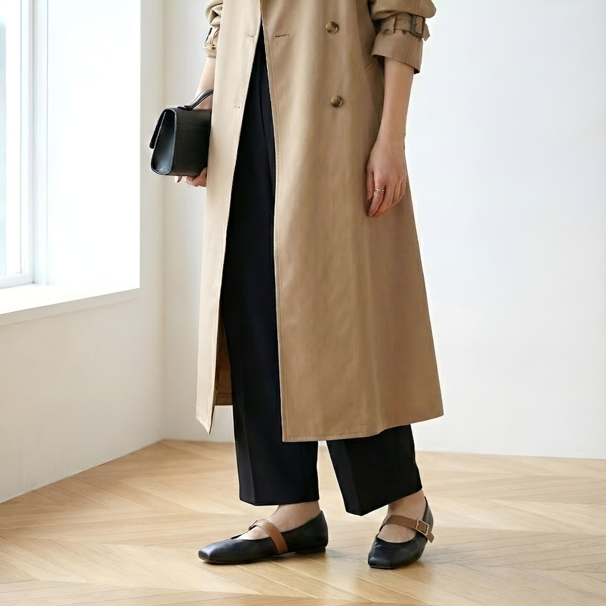 Flavie -Waterproof smooth Strap Black ウォータープルーフ スムース ストラップブラック kurun クルン kuruntokyo 入学式 卒業式 クルントウキョウ 疲れない 痛くない madeinjapan 日本製 本革 バレエシューズ フラットシューズ パンプス kurunTOKYO mdmバレエシューズwaterproof レインシューズ 小さいサイズ 大きいサイズ 26cm 21.5cm 26cm 25.5cm 25cm 22cm