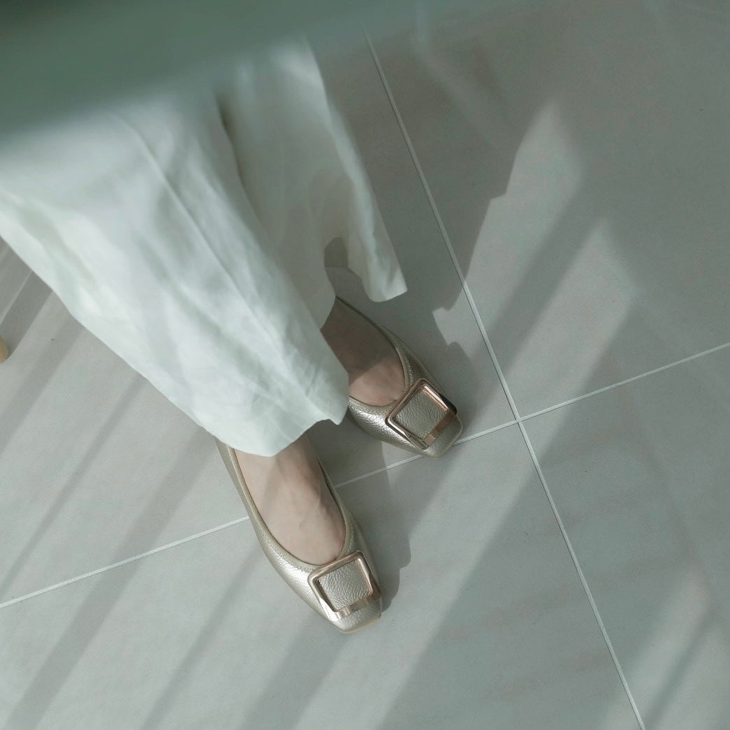 Giselle -Waterproof Soft Shrink Buckle Pink gold ウォータープルーフ ソフトシュリンク バックルピンクゴールド kurun クルン kuruntokyo 入学式 卒業式 クルントウキョウ 疲れない 痛くない madeinjapan 日本製 本革 バレエシューズ フラットシューズ パンプス kurunTOKYO mdmバレエシューズwaterproof レインシューズ 小さいサイズ 大きいサイズ 26cm 21.5cm 26cm 25.5cm 25cm 22cm