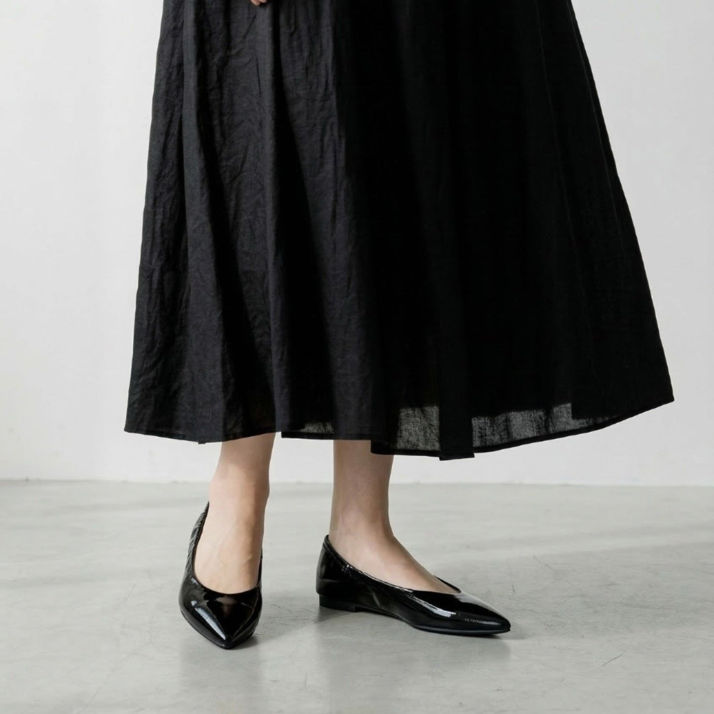 Inès -Soft enamel Black ソフトエナメル ブラック kurun クルン kuruntokyo 入学式 卒業式 クルントウキョウ 疲れない 痛くない madeinjapan 日本製 本革 バレエシューズ フラットシューズ パンプス kurunTOKYO mdmバレエシューズwaterproof レインシューズ 小さいサイズ 大きいサイズ 26cm 21.5cm 26cm 25.5cm 25cm 22cm