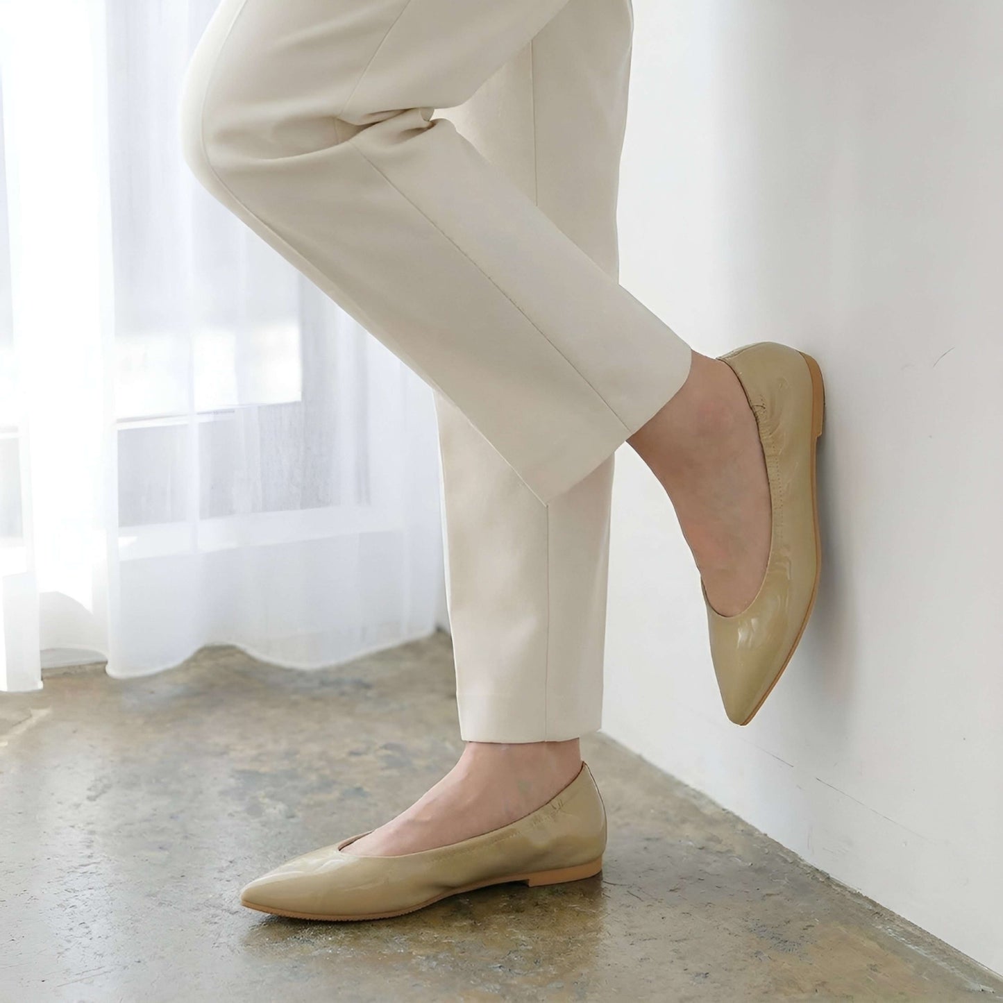 Inès -Soft enamel Ivory ソフトエナメル アイボリー kurun クルン kuruntokyo 入学式 卒業式 クルントウキョウ 疲れない 痛くない madeinjapan 日本製 本革 バレエシューズ フラットシューズ パンプス kurunTOKYO mdmバレエシューズwaterproof レインシューズ 小さいサイズ 大きいサイズ 26cm 21.5cm 26cm 25.5cm 25cm 22cm