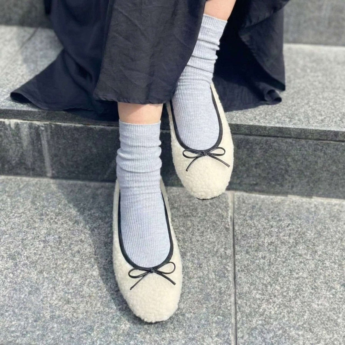 Pauline -Boa Cloth Ivory ボアクロス アイボリー kurun クルン kuruntokyo 入学式 卒業式 クルントウキョウ 疲れない 痛くない madeinjapan 日本製 本革 バレエシューズ フラットシューズ パンプス kurunTOKYO mdmバレエシューズwaterproof レインシューズ 小さいサイズ 大きいサイズ 26cm 21.5cm 26cm 25.5cm 25cm 22cm