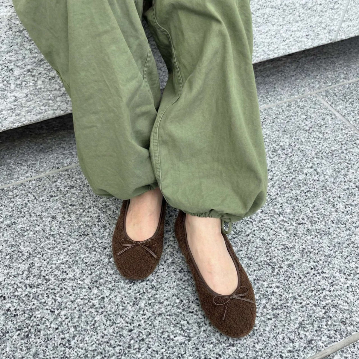 Pauline -Boa Cloth Brown ボアクロス ブラウン kurun クルン kuruntokyo 入学式 卒業式 クルントウキョウ 疲れない 痛くない madeinjapan 日本製 本革 バレエシューズ フラットシューズ パンプス kurunTOKYO mdmバレエシューズwaterproof レインシューズ 小さいサイズ 大きいサイズ 26cm 21.5cm 26cm 25.5cm 25cm 22cm