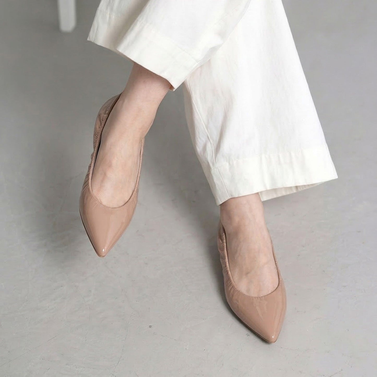Inès -Soft enamel Pink beige ソフトエナメル ピンクベージュ kurun クルン kuruntokyo 入学式 卒業式 クルントウキョウ 疲れない 痛くない madeinjapan 日本製 本革 バレエシューズ フラットシューズ パンプス kurunTOKYO mdmバレエシューズwaterproof レインシューズ 小さいサイズ 大きいサイズ 26cm 21.5cm 26cm 25.5cm 25cm 22cm