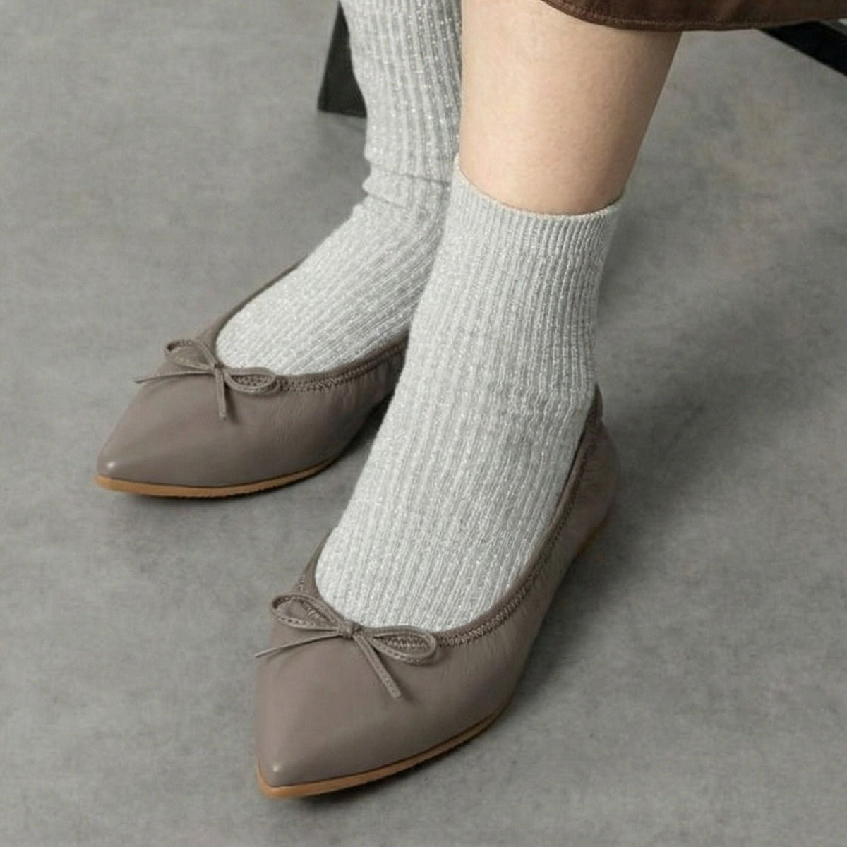 Mathilde -Waterproof Smooth Taupe ウォータープルーフスムース トープ kurun クルン kuruntokyo 入学式 卒業式 クルントウキョウ 疲れない 痛くない madeinjapan 日本製 本革 バレエシューズ フラットシューズ パンプス kurunTOKYO mdmバレエシューズwaterproof レインシューズ 小さいサイズ 大きいサイズ 26cm 21.5cm 26cm 25.5cm 25cm 22cm