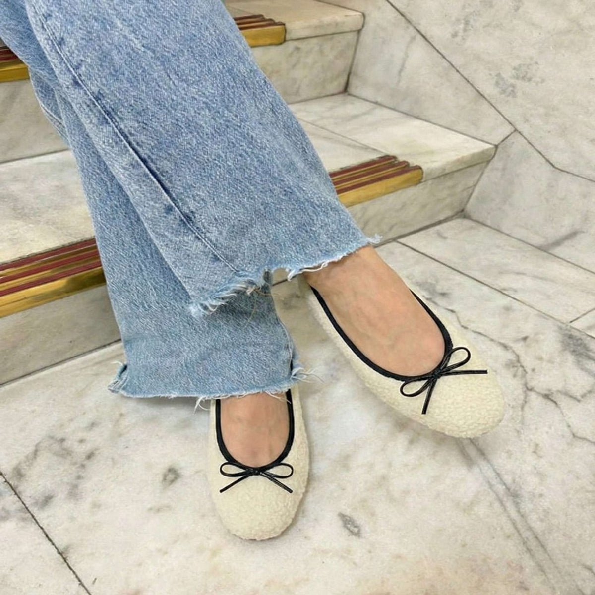 Pauline -Boa Cloth Ivory ボアクロス アイボリー kurun クルン kuruntokyo 入学式 卒業式 クルントウキョウ 疲れない 痛くない madeinjapan 日本製 本革 バレエシューズ フラットシューズ パンプス kurunTOKYO mdmバレエシューズwaterproof レインシューズ 小さいサイズ 大きいサイズ 26cm 21.5cm 26cm 25.5cm 25cm 22cm