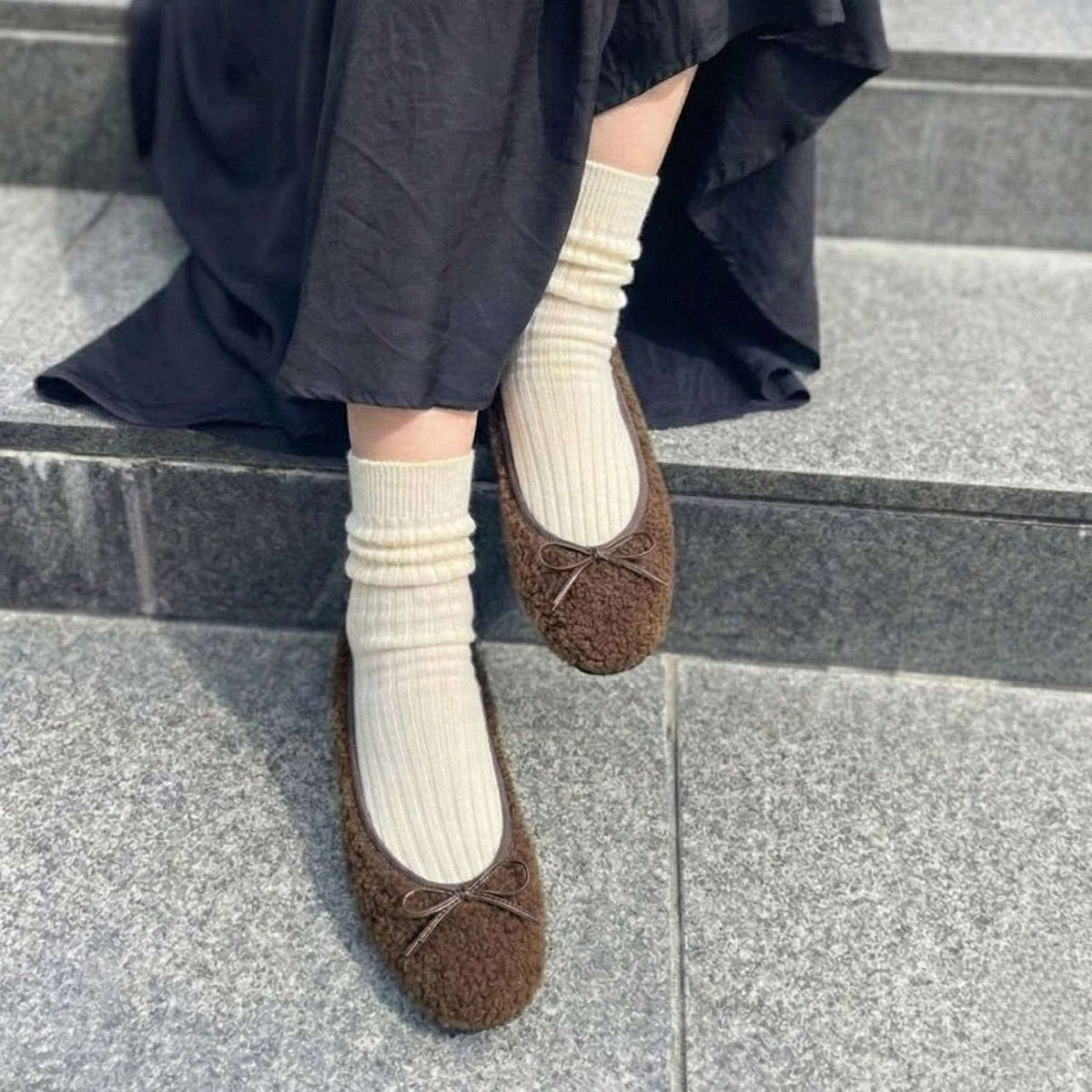 Pauline -Boa Cloth Brown ボアクロス ブラウン kurun クルン kuruntokyo 入学式 卒業式 クルントウキョウ 疲れない 痛くない madeinjapan 日本製 本革 バレエシューズ フラットシューズ パンプス kurunTOKYO mdmバレエシューズwaterproof レインシューズ 小さいサイズ 大きいサイズ 26cm 21.5cm 26cm 25.5cm 25cm 22cm