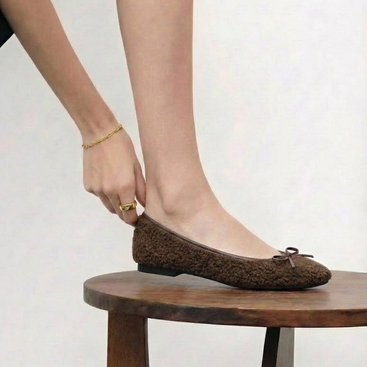 Pauline -Boa Cloth Brown ボアクロス ブラウン kurun クルン kuruntokyo 入学式 卒業式 クルントウキョウ 疲れない 痛くない madeinjapan 日本製 本革 バレエシューズ フラットシューズ パンプス kurunTOKYO mdmバレエシューズwaterproof レインシューズ 小さいサイズ 大きいサイズ 26cm 21.5cm 26cm 25.5cm 25cm 22cm